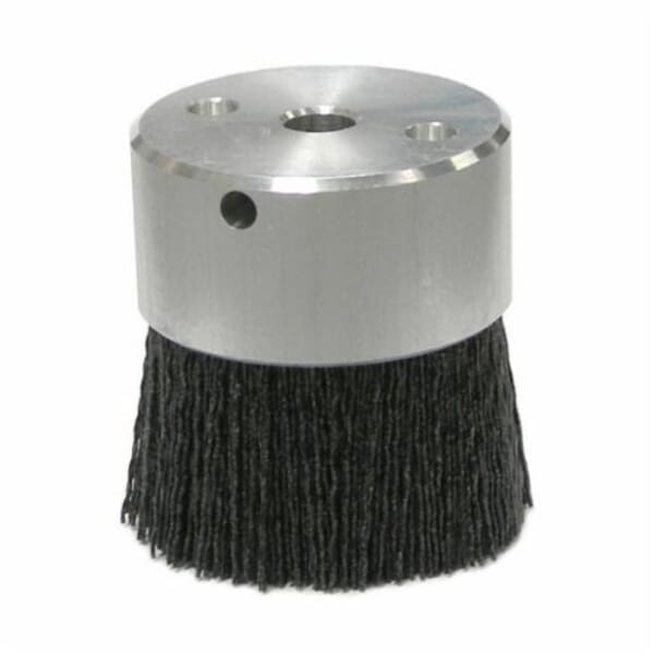 Burr-Rx 85733 Crimped Maximum Density Miniature Round Straight Disc Brush, 2 in Dia Brush, 3/8 in Center Hole, 0.055 in Dia Filament/Wire, Ceramic Fill