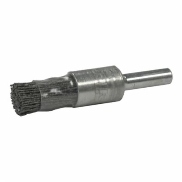 Burr-Rx 86098 Stem Mount End Brush, 3/8 in Dia Brush, Crimped, 0.026 in Dia Filament/Wire, Ceramic Fill, 1/4 in L Trim