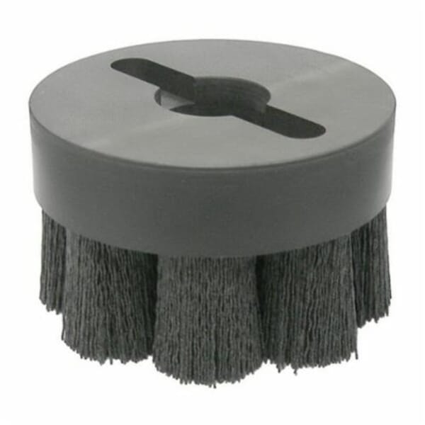 Burr-Rx 86114 Crimped Maximum Density Shell Mill Holder Straight Disc Brush, 4 in Dia Brush, 1-1/4 in Center Hole, 0.055 in Dia Filament/Wire, Nylon/Silicon Carbide Fill