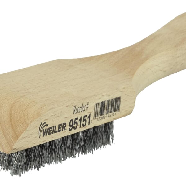 Weiler 95151 Small Handle Scratch Brush, 1-1/2 in Brush, 6-3/4 in L x 1-5/8 in W Block, 5/8 in L Crimped Aluminum Trim