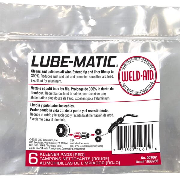 Weld-Aid 007061 LUBE-MATIC Untreated Kleener Pad, Red