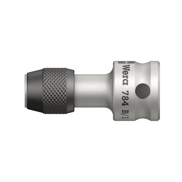 Wera 05042755001 784 B Adapter With Quick-Release Chuck, For Use With DIN ISO 1173-C 6.3 1/4 in Hex Drive Insert Bits, 3/8 in Female Square Drive, 1/4 in Hex Drive
