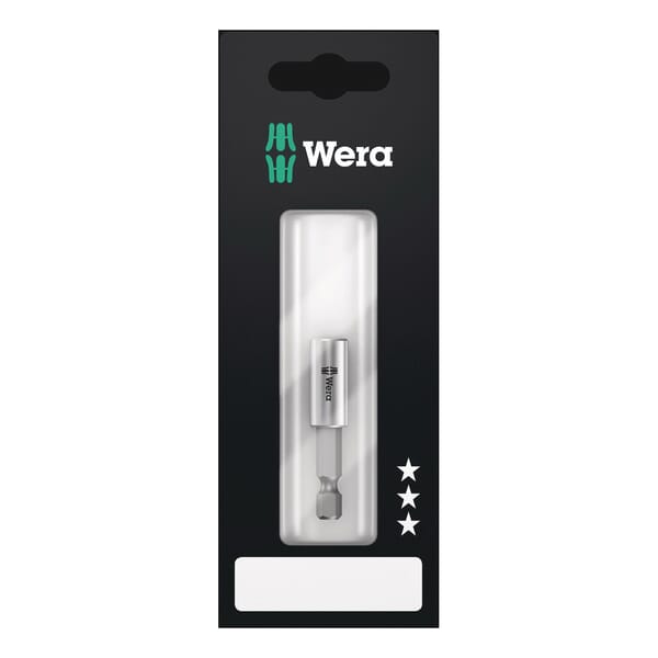 Wera 05160976001 899/4/1 S Universal Bit Holder With Retaining Ring, 1/4 in Drive, Stainless Steel, 1/4 in Hex