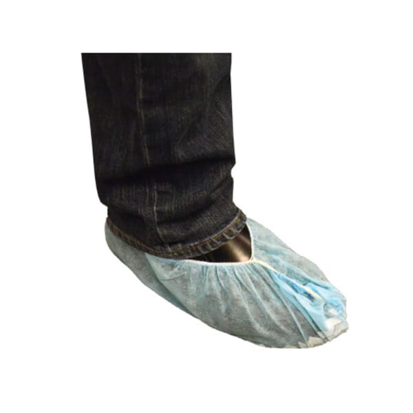 PIP 3518BNS Non-Skid Standard Weight Shoe Cover, ASTM 1670, 29 CFR 1910.138, Universal Fits Shoe, Blue, Elastic Closure, Spunbond Polypropylene Outsole, Resists: Particles and Slip