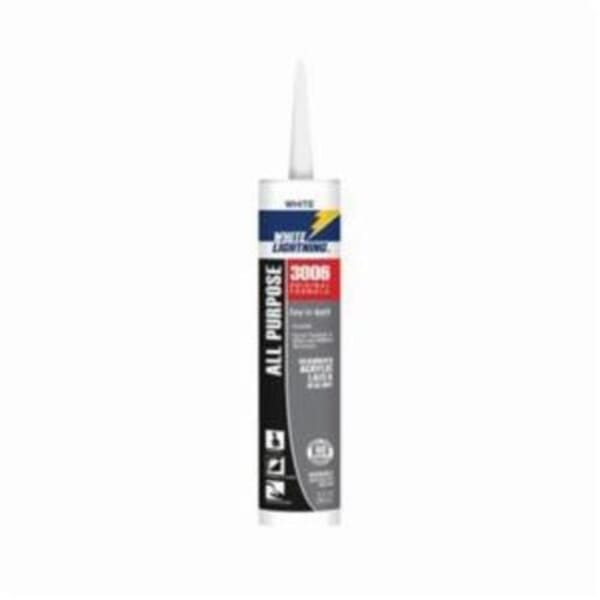 White Lightning W12003010 3006 All Purpose Adhesive Caulk, 10 oz Cartridge, Brown, Silicone Acrylic Latex Base