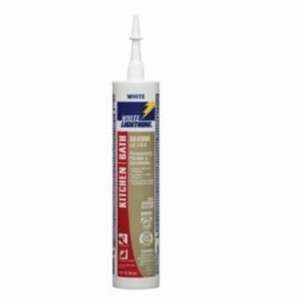 White Lightning W21100010 Silicone Ultra Sealant, 10 oz Cartridge, White, Silicone Base