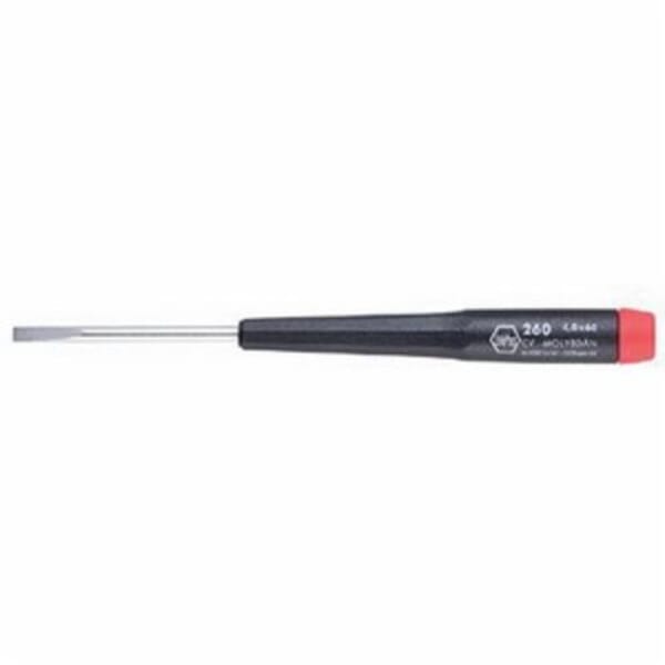 Wiha 26010 Screwdriver, 0.039 in Slotted, Chrome Vanadium Molybdenum Steel Shank, 4.7 in OAL, Cadmium Free Plastic Handle, Hard Polished Chrome