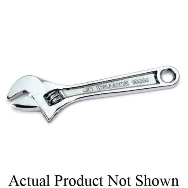 Williams JHW13408A Heavy Duty Industrial Grade Adjustable Wrench, 1-1/8 in, Polished Chrome, 8 in OAL, Chrome Vanadium Steel Body, Chrome Vanadium Steel