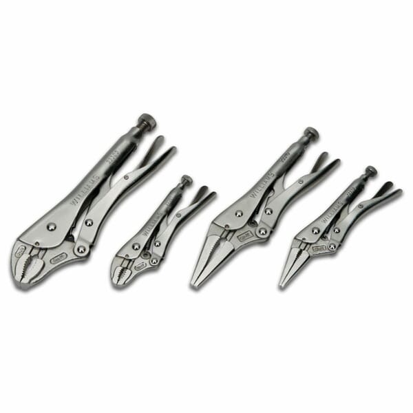 Williams 23074 Plier Set, Locking, 4 Pieces, Serrated Jaw Surface
