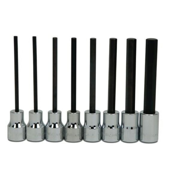 Williams JHW31951 Socket Bit Set, 4 mm Hex, 3/8 in Drive, 7 Pieces, Polished Chrome
