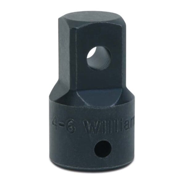 Williams 4-6 Impact Drive Adapter, Imperial, 3/4 in Male Drive, 1/2 in Female Drive, Female x Male Adapter, Black