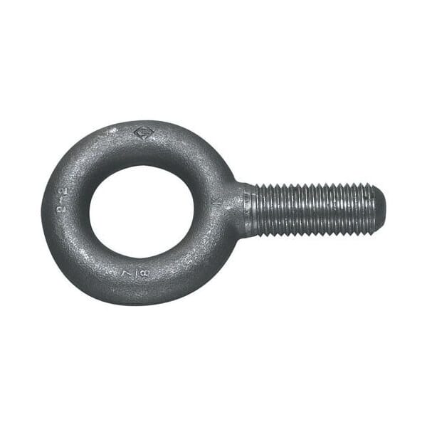 Williams EB-15T Plain Pattern Eye Bolt, 1-3/4-5, 3-3/4 in L Shank, Forged Carbon Steel