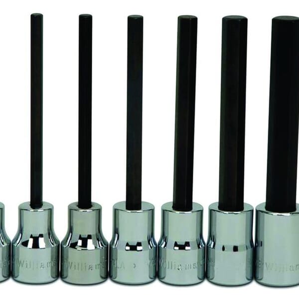 Williams JHW31951 Socket Bit Set, 4 mm Hex, 3/8 in Drive, 7 Pieces, Polished Chrome