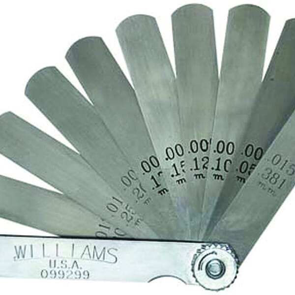 Williams JHWGS-2 Heavy Duty Standard Feeler Gauge Set, 10 Pieces, Carbon Steel