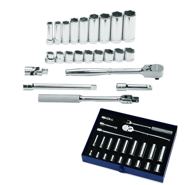 Williams JHWWSB23HFTB SUPERTORQUE Socket and Drive Tool Set, 3/8 in Drive, 23 Pieces, Chrome Vanadium Steel