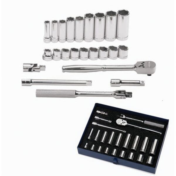 Williams JHWWSB23HFTB SUPERTORQUE Socket and Drive Tool Set, 3/8 in Drive, 23 Pieces, Chrome Vanadium Steel