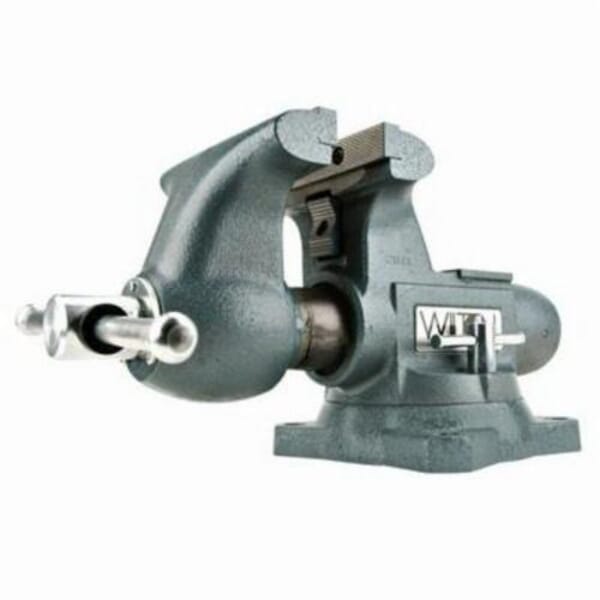 Wilton 1765 Round Channel Tradesman Vise With Swivel Base, Reversible with 1 Side Serrated/1 Side Smooth Jaw, 6-1/2 in Jaw Opening, 6-1/2 in W Steel Jaw, 4 in D Throat