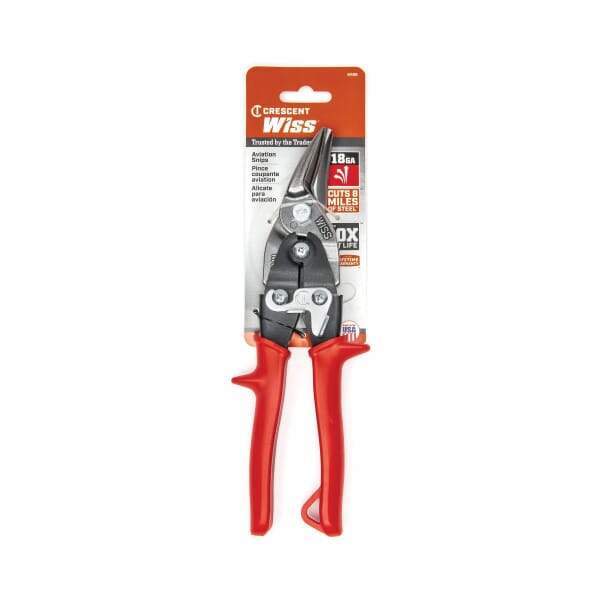 CrescentM1R MetalMaster Compound Action Aviation Snip, 18 ga Low Carbon Steel Cutting, 1-3/8 in L of Cut, Left/Straight Snip, Molybdenum Steel Blade, High Strength Steel Handle, Non-Slip/Textured Grip