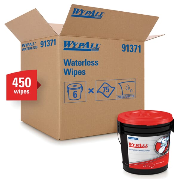 WypAll* 91371 Waterless Cleaning Wipes, 9.5 x 12 in, 75 Sheets Capacity, White/Green