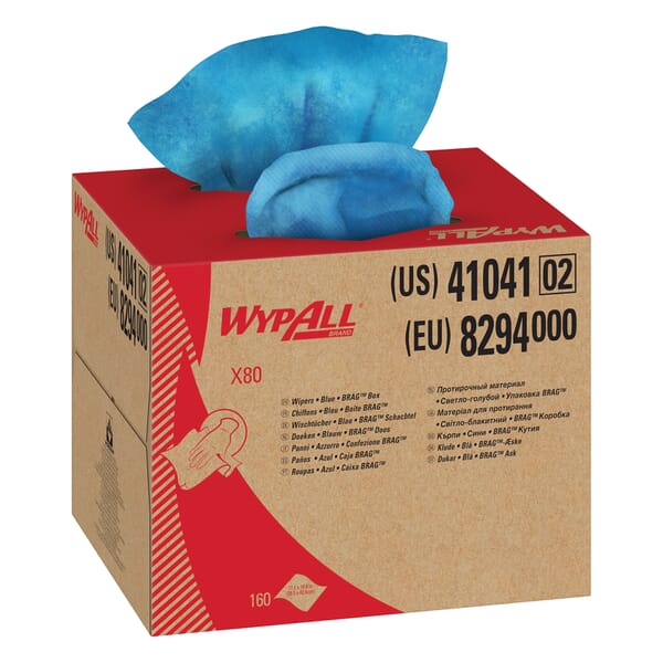 WypAll* ShopPro 41041 X80 Disposable Wiper, Hydroknit*, Blue