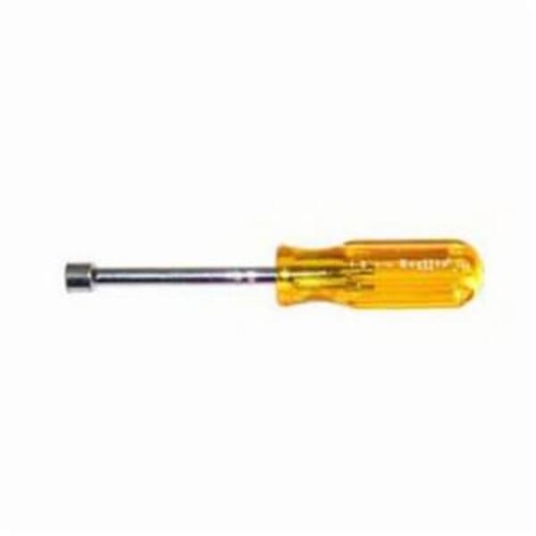 Xcelite 10 Regular Length Drilled Shaft Nut Driver, 5/16 in, Hollow Shank, Amber Molded Firm Grip Handle, Polished Chrome