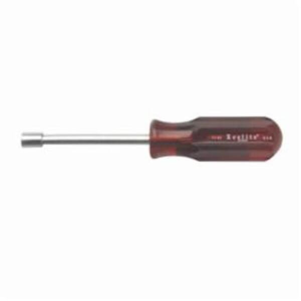 Xcelite HS7 Regular Length Nut Driver, 7/32 in, Hollow Shank, Brown Molded Firm Grip Handle, Polished Chrome