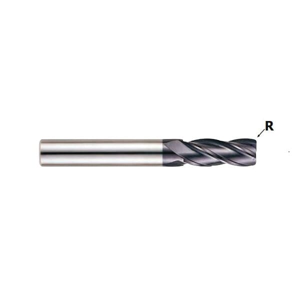 YG-1 X-POWER PRO GM649008 High Performance Regular Length Corner Radius End Mill, 1/8 in Dia Cutter, 0.01 in Corner Radius, 1/2 in Length of Cut, 4 Flutes, 1/4 in Dia Shank, 2-1/4 in OAL, Y-Coated