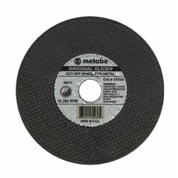 metabo 655339000 Original Slicer Type 1 Cut-Off Wheel, 6 in Dia x 0.04 in THK, 7/8 in Center Hole, 60 Grit, Aluminum Oxide Abrasive
